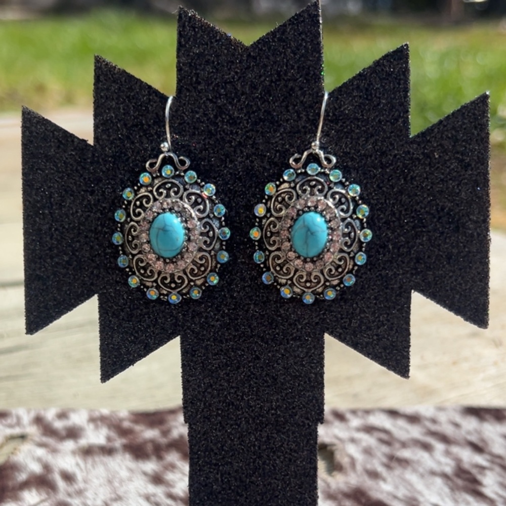 Turquoise Concho Earrings